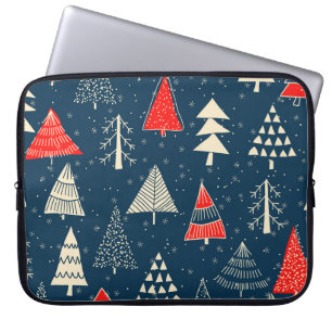 Housse Pour Ordinateur Portable Doodle de Noël, motif d'hiver sans soudure.