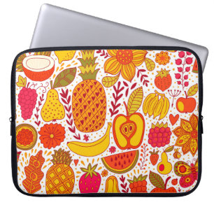 Housse Pour Ordinateur Portable Doodles de fruits : Motif Vintage été.