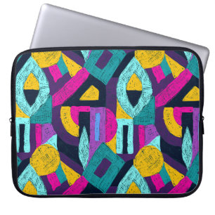 Housse Pour Ordinateur Portable Doodles rétro : pop art géométrique.