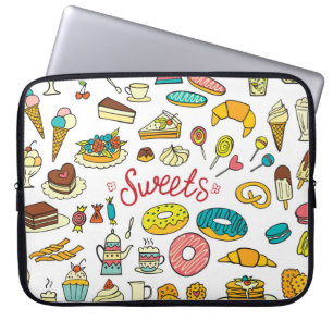 Housse Pour Ordinateur Portable Douceurs colorées à doodle : dessert design