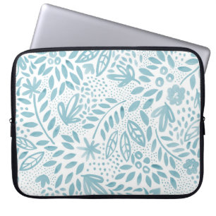 Housse Pour Ordinateur Portable Douille florale bleue d'ordinateur portable de