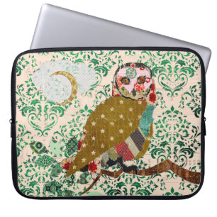 Housse Pour Ordinateur Portable Douille rose d'ordinateur de damassé de vert de
