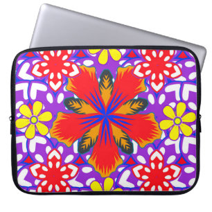 Housse Pour Ordinateur Portable Doux mignon floral sans couture motif en blanc, ro