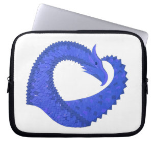 Housse Pour Ordinateur Portable Dragon cœur bleu sur fond blanc