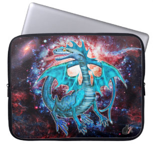 Housse Pour Ordinateur Portable Dragon cosmique Turquoise