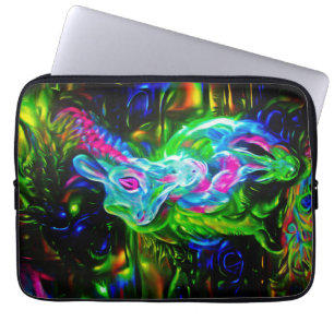 Housse Pour Ordinateur Portable Dragon de lapin psychédélique à Neon Imaginaire
