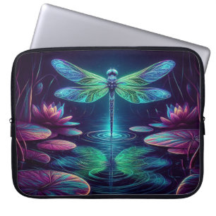 Housse Pour Ordinateur Portable Dragonfly électrique, néon qui attrape les yeux