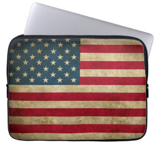 Housse Pour Ordinateur Portable Drapeau américain affligé des Etats-Unis de grunge