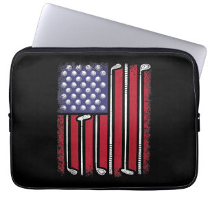 Housse Pour Ordinateur Portable Drapeau américain de golf drôle joueur de golf vin