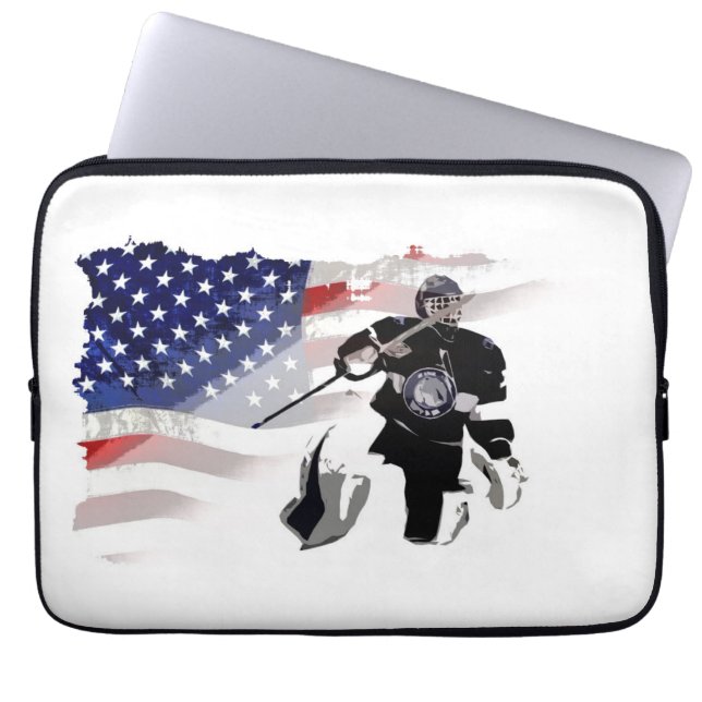 Housse Pour Ordinateur Portable Drapeau américain de hockey (Devant)