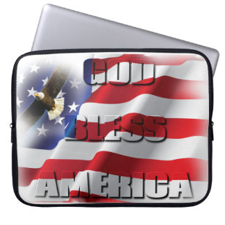 Housse Pour Ordinateur Portable Drapeau américain patriotique Dieu bénisse l'Améri