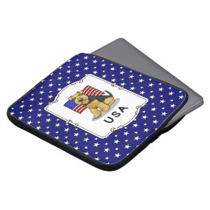 Housse Pour Ordinateur Portable Drapeau américain Welsh Terrier Dog - mignon