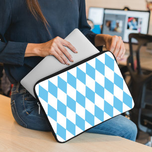 Housse Pour Ordinateur Portable Drapeau bleu et blanc Bavière Rhombus Motif