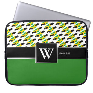 Housse Pour Ordinateur Portable Drapeau de Jamaïque Monogramme Écriture chrétienne