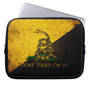Housse Pour Ordinateur Portable Drapeau grunge noir d'Anarcho Gadsden