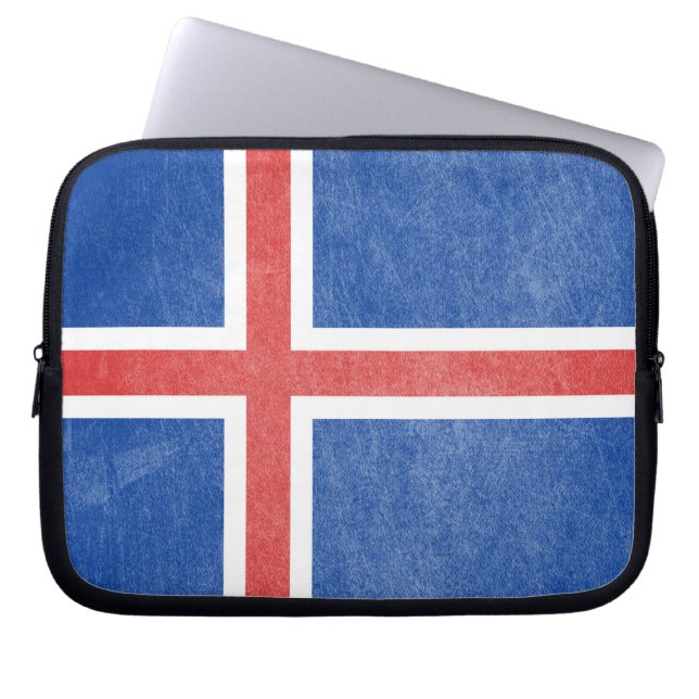 Housse Pour Ordinateur Portable Drapeau Islande Grunge (Devant)