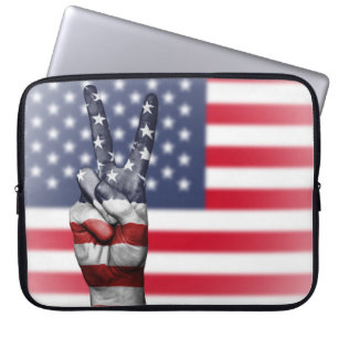 Housse Pour Ordinateur Portable Drapeaux Et Doigts Américains