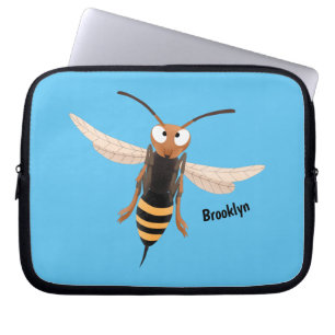 Housse Pour Ordinateur Portable Drôle dessin animé de guêpe à cornet en colère