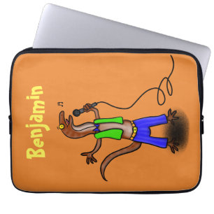 Housse Pour Ordinateur Portable Drôle lézard chantant avec bande dessinée de micro