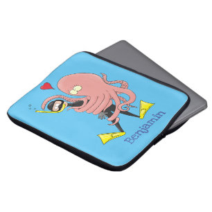Housse Pour Ordinateur Portable Drôle pieuvre embrasse plongeur dessin animé humou