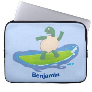 Housse Pour Ordinateur Portable Drôle tortue vague de surf dessin animé