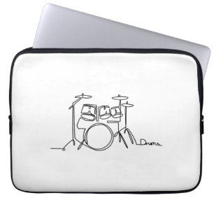Housse Pour Ordinateur Portable Drummer Music Design Drums One-Line