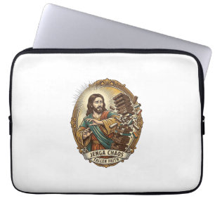 Housse Pour Ordinateur Portable Échec de Jésus écrasant la tour de Jenga de la fêt