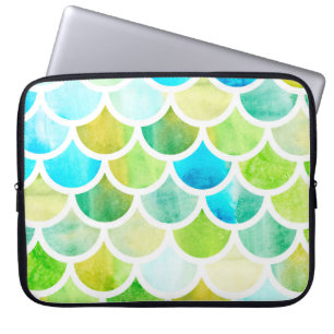 Housse Pour Ordinateur Portable Échelles de sirène. Aquarelle écailles de poisson.