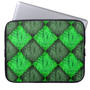 Housse Pour Ordinateur Portable Échiquier vert faux gazon ou feuilles de cocotier.