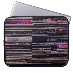 Housse Pour Ordinateur Portable Écran TV rayé avec pixels cassés. Fu Abstrait