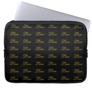 Housse Pour Ordinateur Portable Écriture dorée chic et blanche pour mariage callig