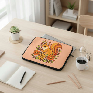 Housse Pour Ordinateur Portable Écureuil et fleurs