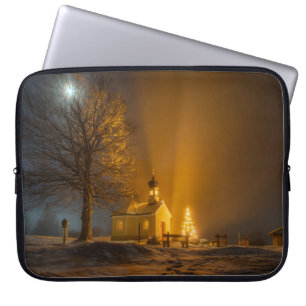 HOUSSE POUR ORDINATEUR PORTABLE ÉGLISE BLANCHE ET ARBRE BROWN