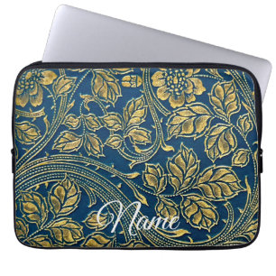 Housse Pour Ordinateur Portable Élégance Bleue Dorée