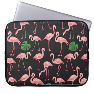 Housse Pour Ordinateur Portable Élégance Flamant rose : Fusion Monstera Vintage.