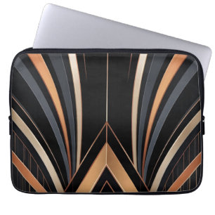 Housse Pour Ordinateur Portable Élégance Géométrique Métallique Art Déco