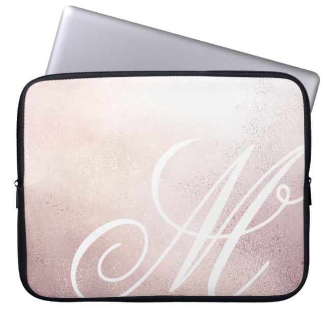 Housse Pour Ordinateur Portable Elégance or rose ⎥ Monogramme Manche d'ordinateur (Devant)