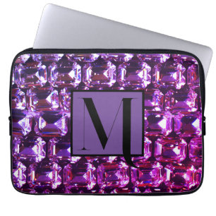 Housse Pour Ordinateur Portable Élégant diamants de pierres précieuses violettes