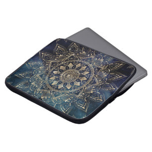 Housse Pour Ordinateur Portable Elégant Mandala Gold Blue Galaxy