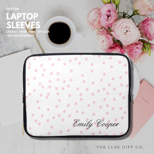 Housse Pour Ordinateur Portable Élégant Monogramme moderne Blush Pink Confetti Scr