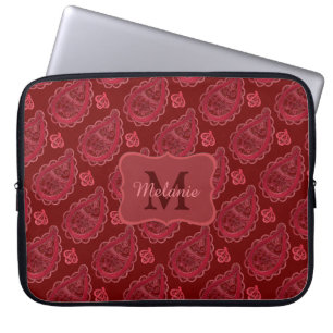 Housse Pour Ordinateur Portable Elégant Motif Burgundy Paisley Personnalisé