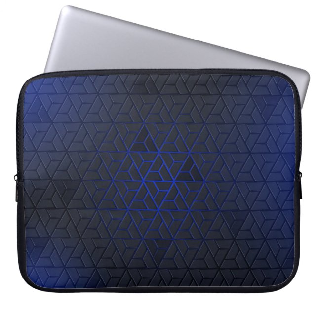 Housse Pour Ordinateur Portable Elégant Motif triangle noir-bleu (Devant)