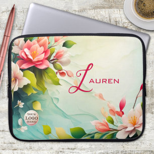 Housse Pour Ordinateur Portable Élégant Pink Floral Design Portable