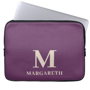 Housse Pour Ordinateur Portable Élégant poignets de monogramme pourpre de prune