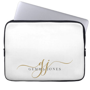 Housse Pour Ordinateur Portable Élégant Script Monogramme Initiales minimaliste