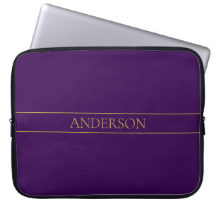 Housse Pour Ordinateur Portable Élégant texte personnalisable   Gold & Deep Purple