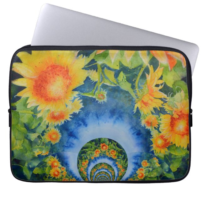 Housse Pour Ordinateur Portable Élégant tournesol rétro bohème (Devant)