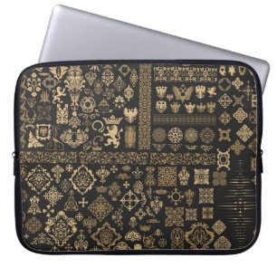 Housse Pour Ordinateur Portable Éléments baroques : motif méga-set.