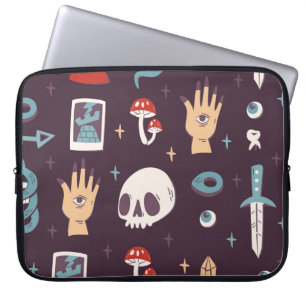 Housse Pour Ordinateur Portable Éléments magiques : crâne, tarot sans soudure