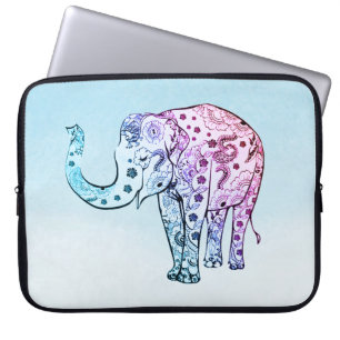 Housse Pour Ordinateur Portable Eléphant floral dégradant